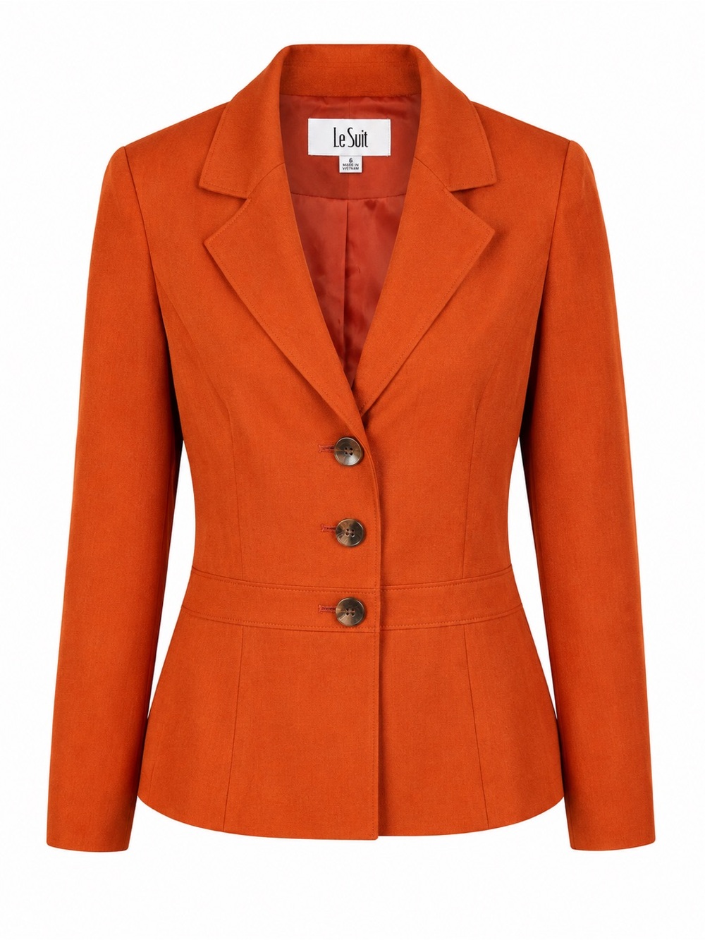 Le Suit Women's Fitted Orange Blazer with Notched Lapel